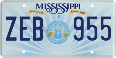 MS license plate ZEB955