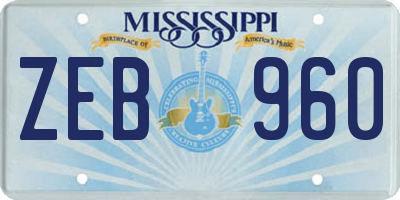 MS license plate ZEB960