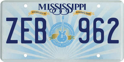 MS license plate ZEB962