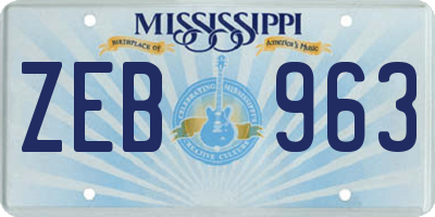 MS license plate ZEB963