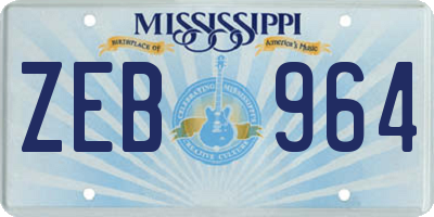 MS license plate ZEB964