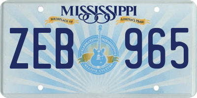 MS license plate ZEB965