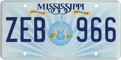 MS license plate ZEB966