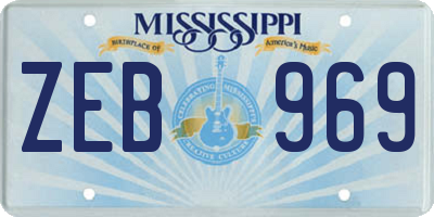 MS license plate ZEB969