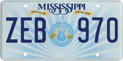 MS license plate ZEB970