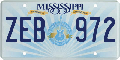 MS license plate ZEB972