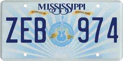 MS license plate ZEB974