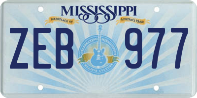 MS license plate ZEB977