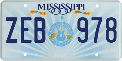 MS license plate ZEB978