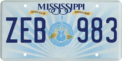 MS license plate ZEB983