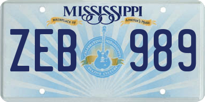 MS license plate ZEB989