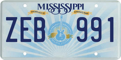 MS license plate ZEB991