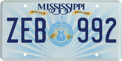 MS license plate ZEB992