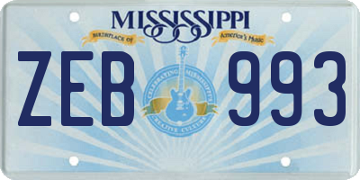 MS license plate ZEB993