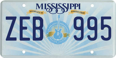 MS license plate ZEB995