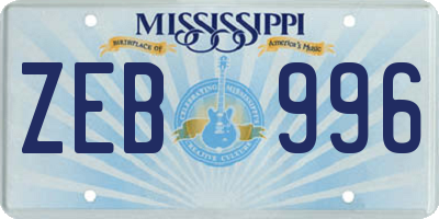 MS license plate ZEB996