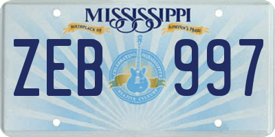 MS license plate ZEB997