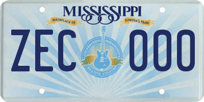 MS license plate ZEC000