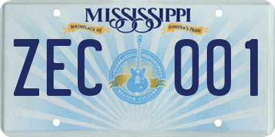 MS license plate ZEC001