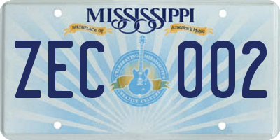 MS license plate ZEC002