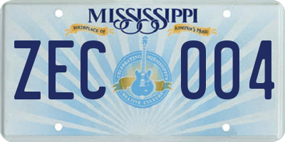 MS license plate ZEC004