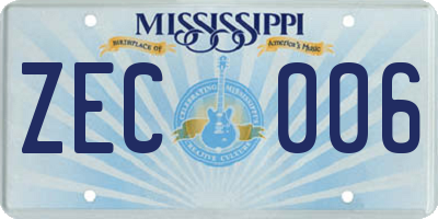 MS license plate ZEC006