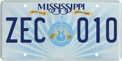 MS license plate ZEC010
