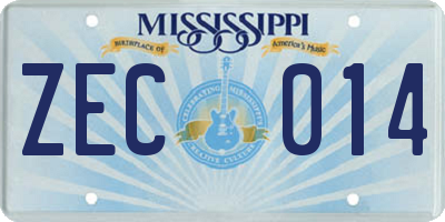 MS license plate ZEC014
