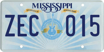 MS license plate ZEC015