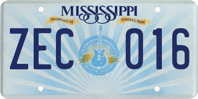 MS license plate ZEC016