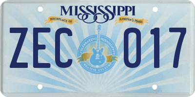 MS license plate ZEC017