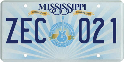 MS license plate ZEC021