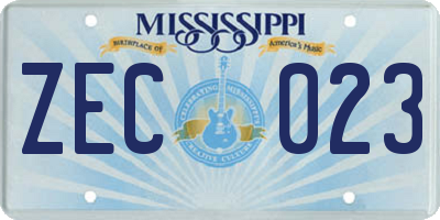 MS license plate ZEC023