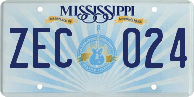 MS license plate ZEC024
