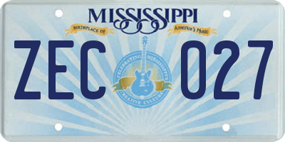 MS license plate ZEC027