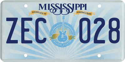 MS license plate ZEC028