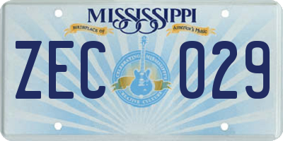 MS license plate ZEC029