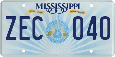 MS license plate ZEC040