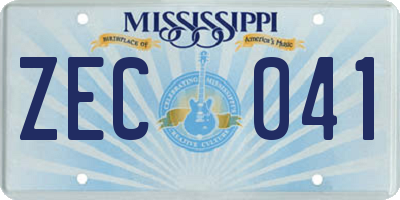 MS license plate ZEC041