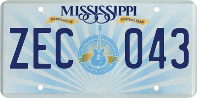 MS license plate ZEC043