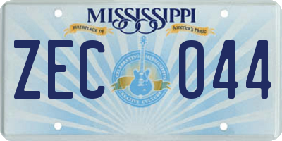 MS license plate ZEC044