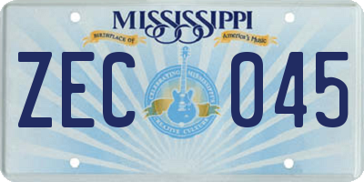 MS license plate ZEC045