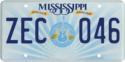 MS license plate ZEC046