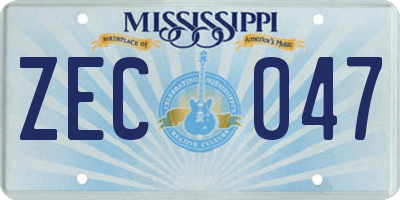 MS license plate ZEC047