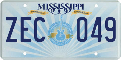 MS license plate ZEC049