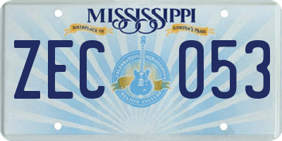 MS license plate ZEC053