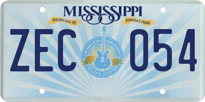 MS license plate ZEC054