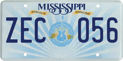 MS license plate ZEC056