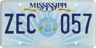 MS license plate ZEC057