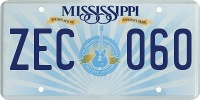 MS license plate ZEC060